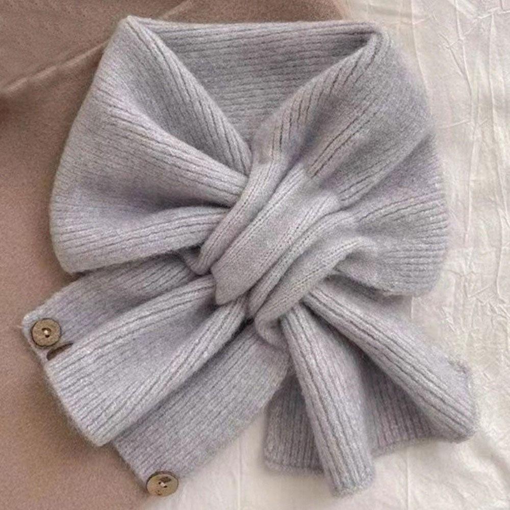 Solid Color Neck Scarf Knitted Neckerchief Wrap Winter Warm Neck Warmer  Women