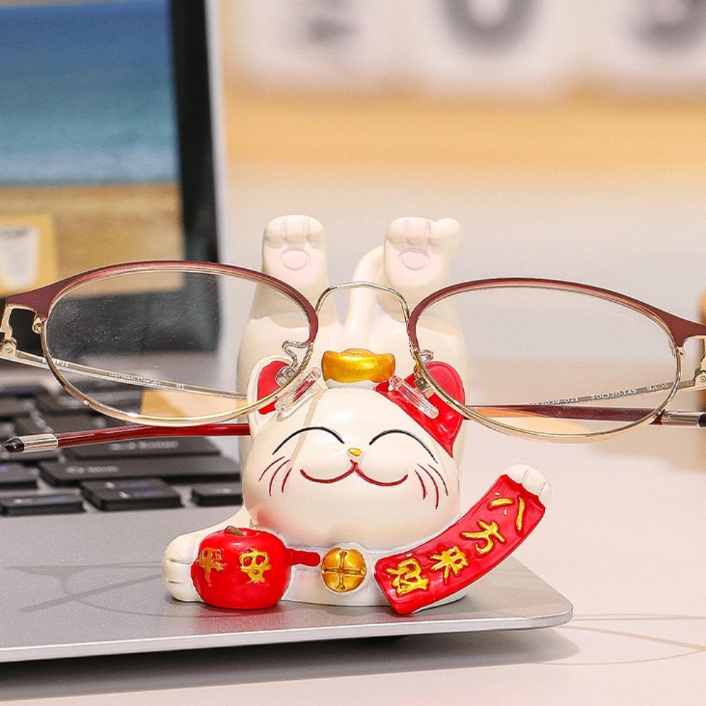 

Resin Crafts Lucky Cat Phone Holder Chinese Style Cute Cell Phone Bracket Desk Ornament Style 3