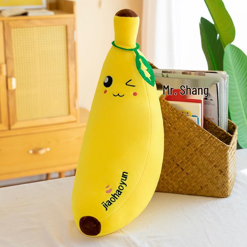 

Banana Hug Plush Toy: Cute Fruit Doll with Realistic Expression for Kids Birthday Gift or Bed Pillow. 35 cm