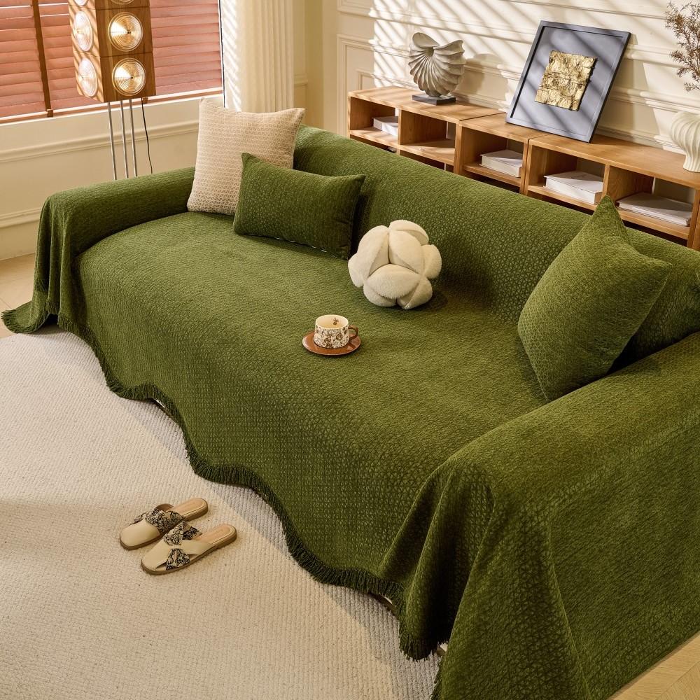Full Coverage Straight Sofa Cover All-Season Sofa Throw Non-Slip Washable Pet-Friendly Couch Cover Blanket Living Room Mats