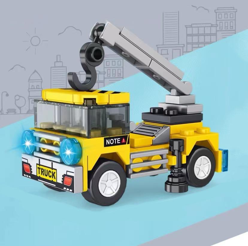 8 Small Particle Building Blocks For City Vehicles, Cars, Cranes, Fire Trucks, Puzzle Toys, Holiday Gifts For Boys