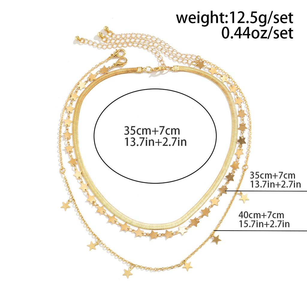 Colier nișă stil fată hot cu stea de cristal, colier simplu cu lanț os de șarpe