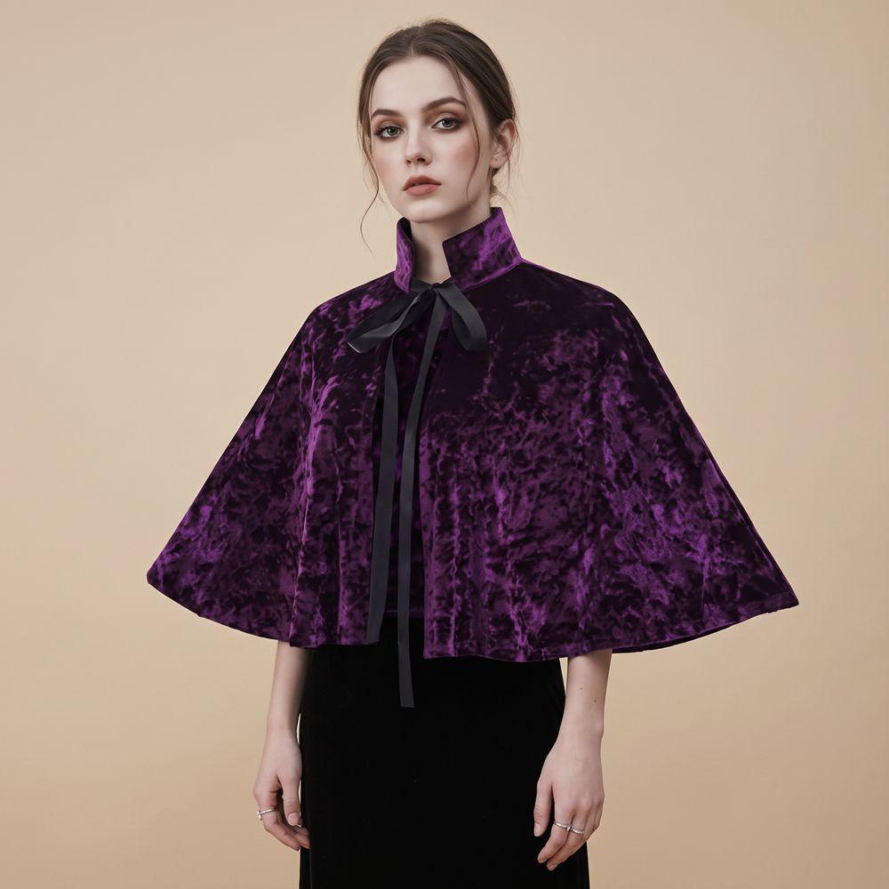 Victorian Velvet Cape Stand Collar Halloween Cloak Multi-functional Cosplay Costume Stage Costume
