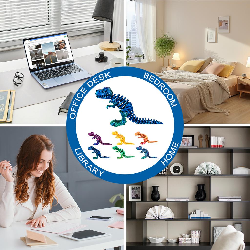 3D Printed Tyrannosaurus Rex Dinosaur Model W/ Movable Joints, Poseable Tail & Limbs, Realistic Desk Decor, Gift For Dino Lovers