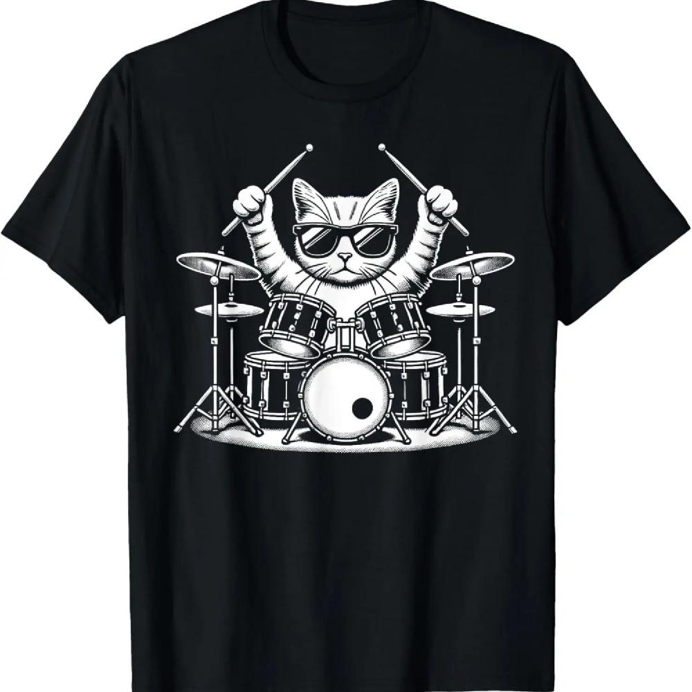 

Cat Playing Drum Sunglasses Drummer Drumming Drummers T-Shirt XXXL чёрный