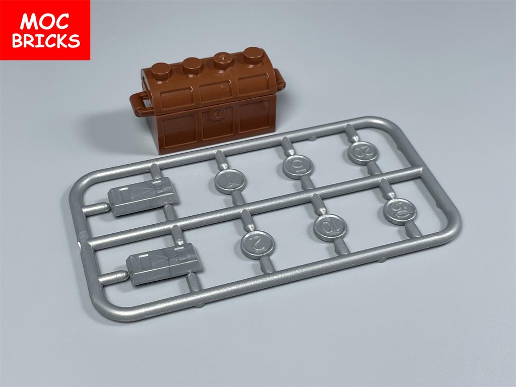 MOC Bricks Treasure Box Money Gold Coin Gem Precious Stone Building Blocks Educational Assembled Parts Toys For Kids Gift