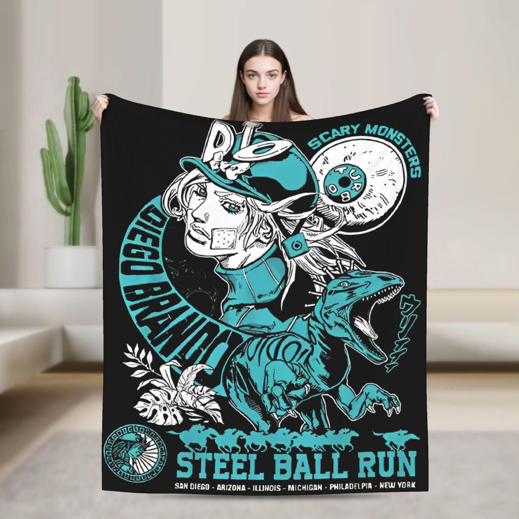 JoJo's Bizarre Adventure Blankets Japanese Anime Wool Throw Blankets Bedding Couch Decoration Thin Bedspread Multi-function
