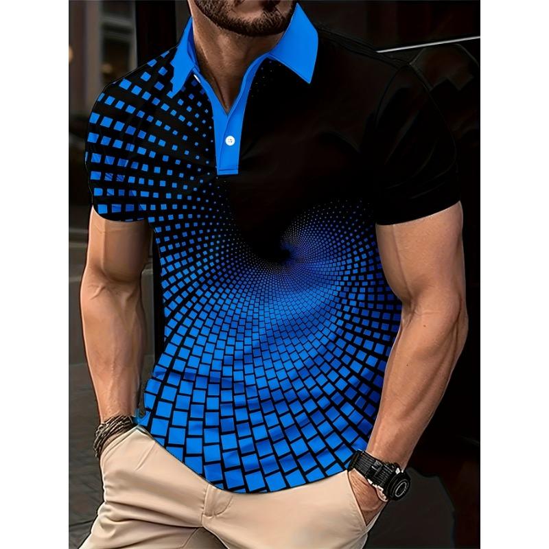 Electronic Data Passage Abstract Pattern Fashion Men's Polos T-Shirts Summer Short Sleeve 3d Print Street POLO Tops Tee