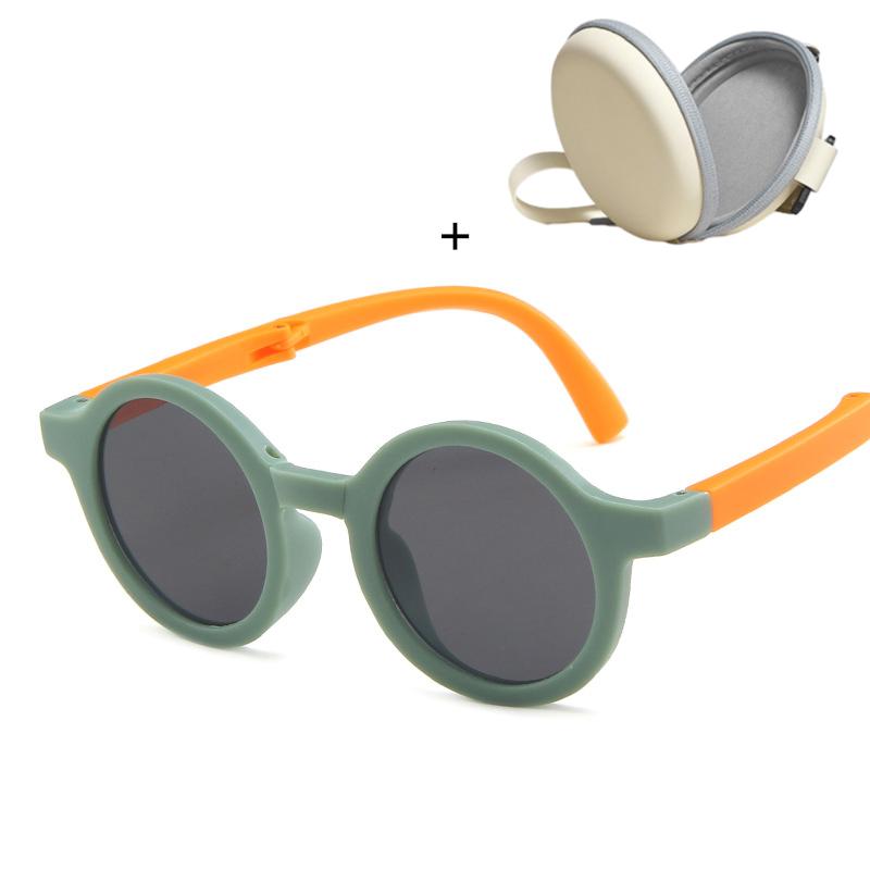 Toddler Folding Foldable Sunglasses Cute Round Sunglasses Bulk Toddler Glasses for Kids Boys Girls Beach Outdoor Sport
