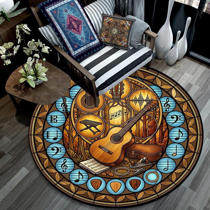 Celtic Musical Harmony Round Area Rug Under Office Chairs Bedroom Living Room Home Decor