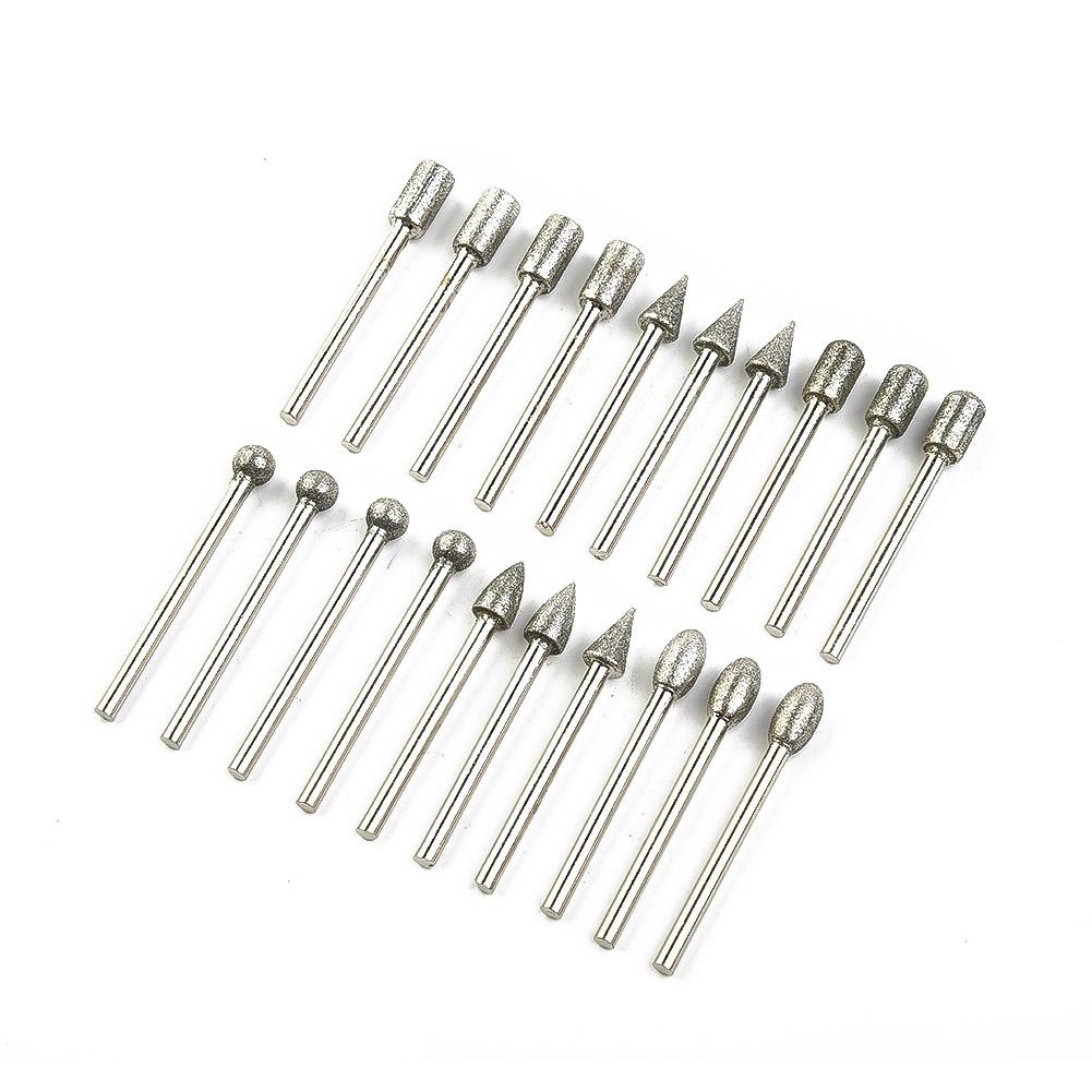 Glass Burr Drill Bits Metal Ceramics Tile 20pcs Rotary tools 3mm shank