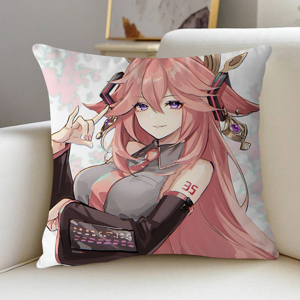 

Yae M-Miko Icon Cushion Cover Inches Farmhouse Decor Home Throw Pillow Covers For Couch Decorations 12x12Inch
