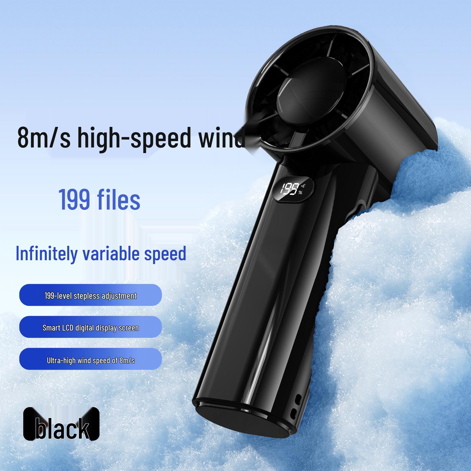 

High-Speed Turbo Mini Portable USB Rechargeable Fan - Premium Quality, Compact Handheld Design 52x54x147 mm чорний