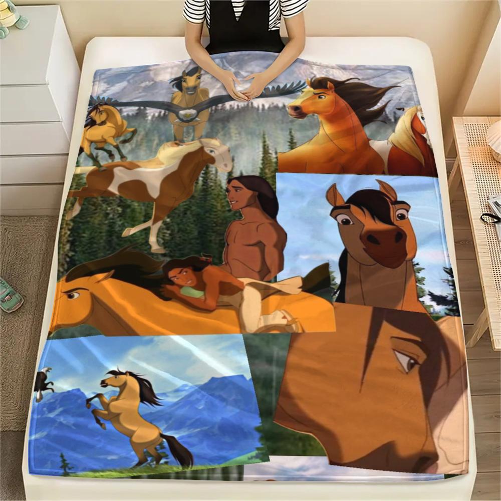 1PC Spirit Untamed Print Flannel Blanket, High quality Comfortable for All Seasons, Home Decor, Warmth and Comfort, Perfect for Christmas Gifts174