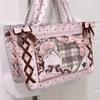 Cute Polka Dot Canvas Tote Bag Women Large Capacity Shoulder Bag With Lace Bow Ribbon Decor Casual School Use Commuter Tote Bag
