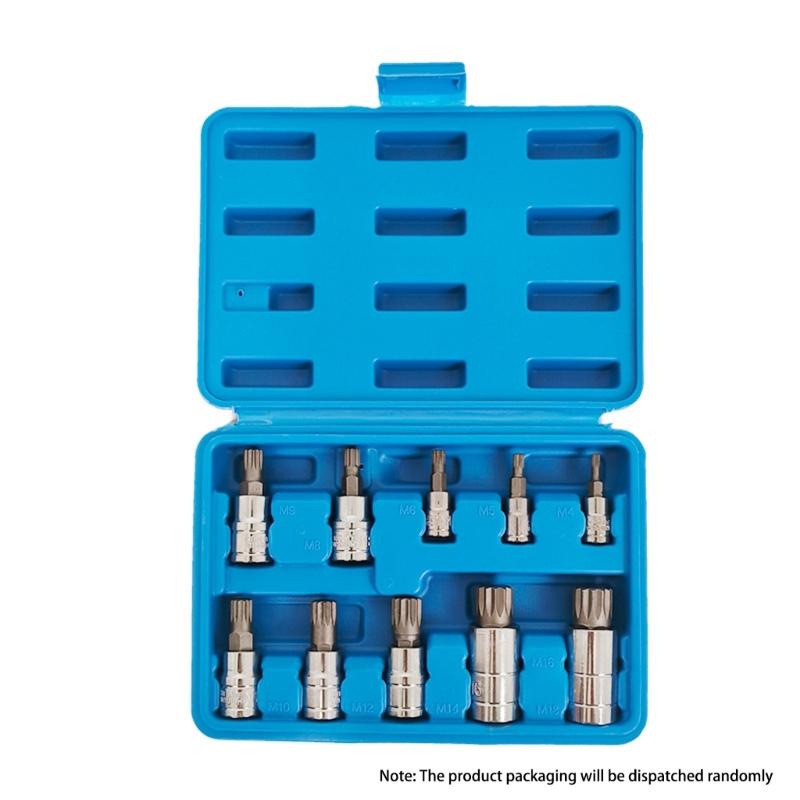 Driepuntige Spline Bit Dop Set, 10 Delen Set 1/2inch 1/4inch 3/8inch Aandrijving met Draagtas