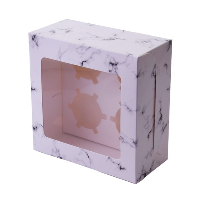 Box For 4 Muffins 16X16X7.5Cm With Window And Insert 10pcs