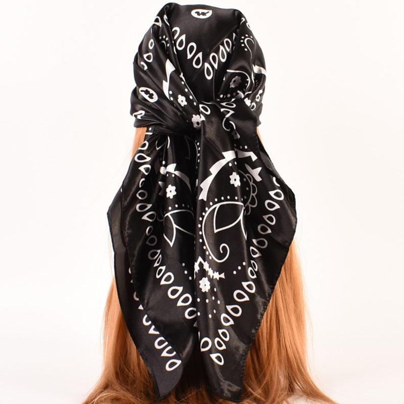 Women's Paisley Print Square Scarf Satin Sheen Lightweight Head Wrap Fashion Accessory Summer Geometric Shawl Neck Scarf