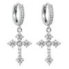 Cross Zircon Stud Earrings Hip Hop Fashion Men Ear Cuff Jewelry