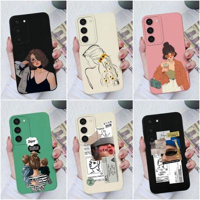 Samsung S23 Artı S22 S21 S20 + Ultra Not 10 Lite 20 Moda Tatlı Kızlar Sıvı Silikon Yumuşak TPU Kare Arka Kapak Samsung GalaxyS22 Tampon