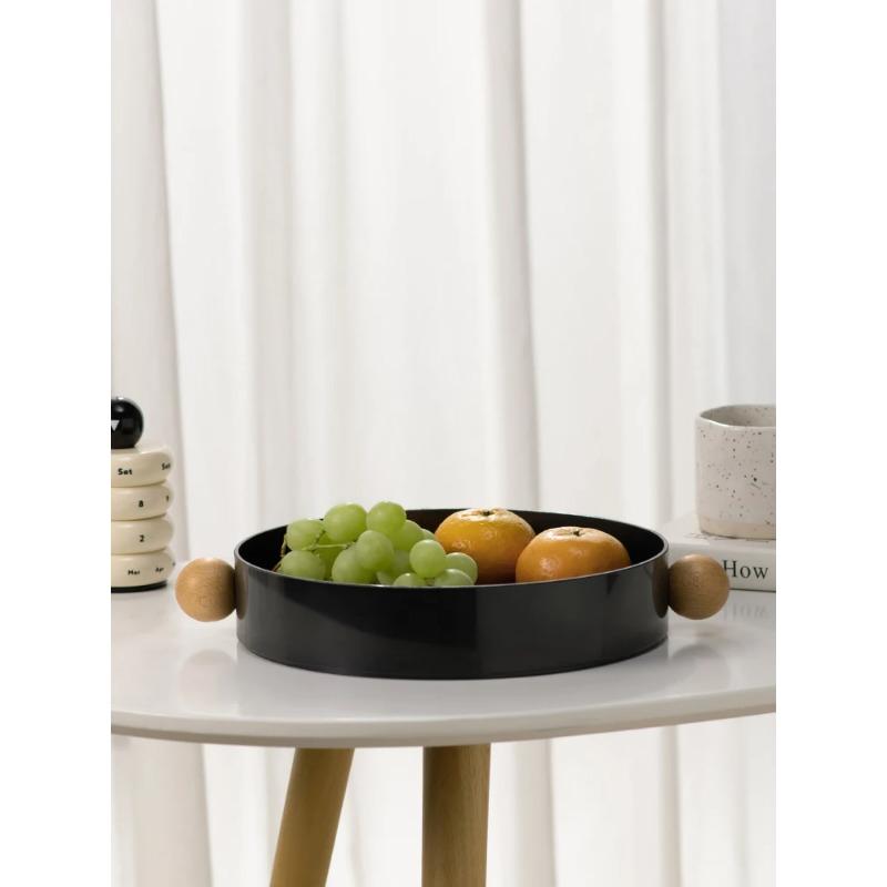 Creative Fruit Plate Handler Candy Plate Desktop Fruit Plate Coffee Table Living Room Snacks Large Wooden Ball Storage