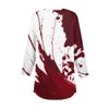 Women's Fashion Loose Button Collar Halloween Print Long Sleeve T-Shirt Top Pullover