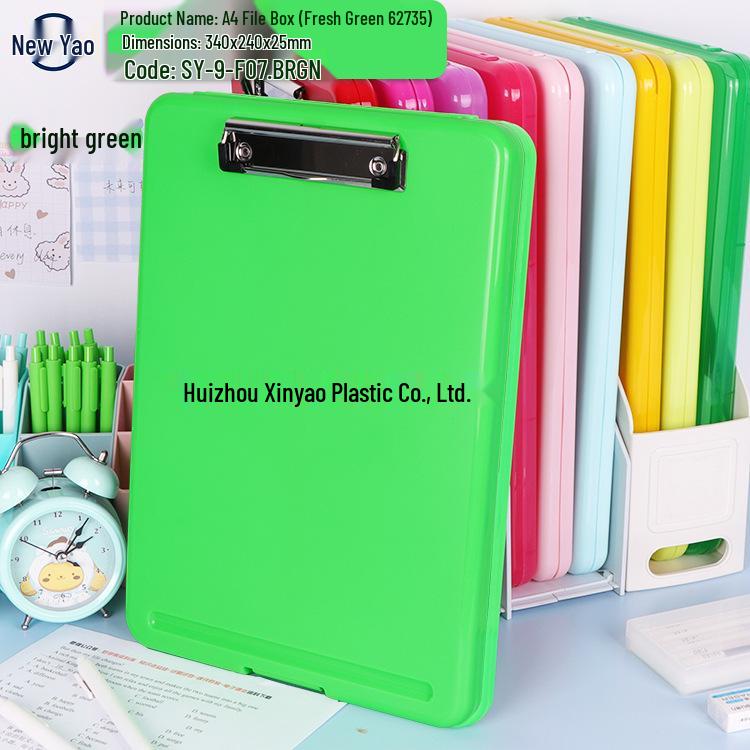 Large Capacity A4 File Box with Pen Slot & Clipboard for A5 Paper Storage