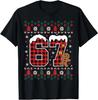 Funny 67 Christmas Pajamas Shirt Six Seven Meme Brainrot T-Shirt