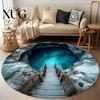 3D Pattern Floor Mat Round Hole Rug Realistic Optical Illusion Machine Hand Washable Non-Slip Bedroom Area for Entrance Living Room Wear-resistant