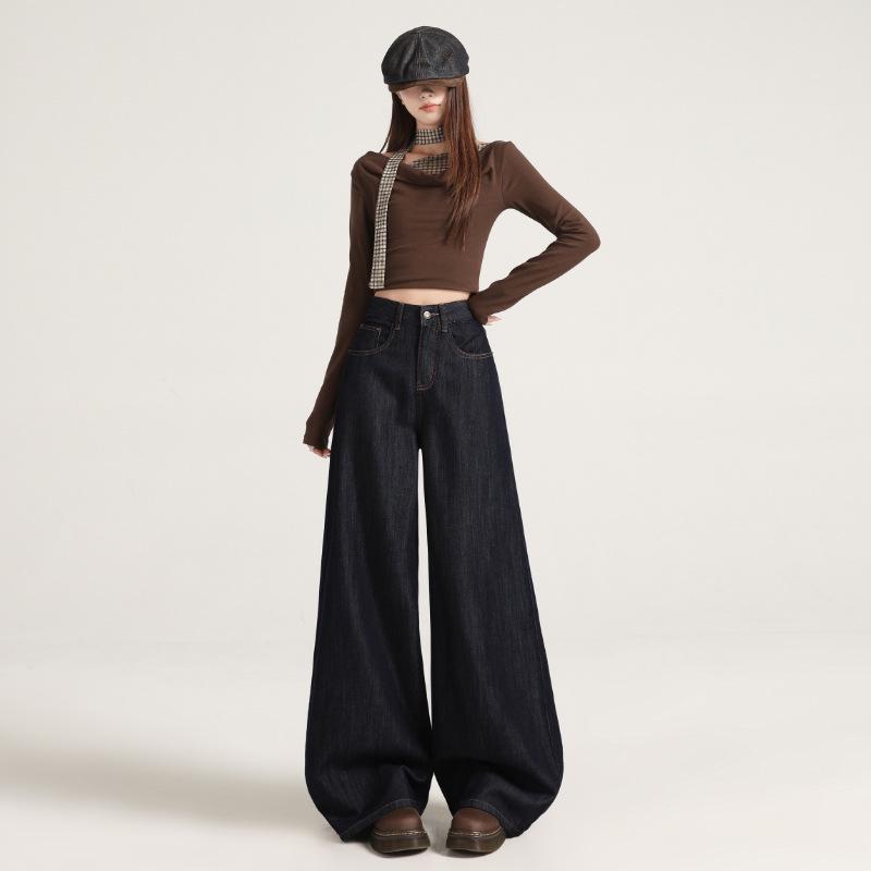 

Women s 2025 Retro White High-Waist Wide-Leg Drapey Floor-Length Jeans XXL