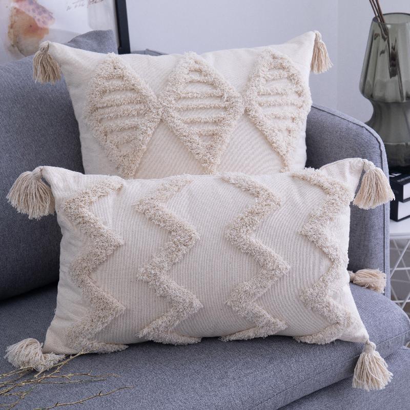 

Спальня, домашнее украшение для гостиной, на молнии 45x45 см/30x50 см, открытый бежевый квадратный чехол с кисточками, чехол для подушки ручной работы, чехол для подушки ручной работы