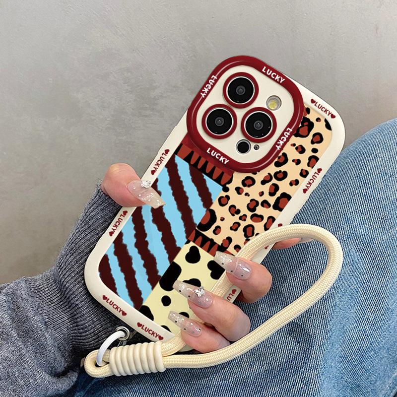 Spliced Leopard Print for Apple 16 Promax Puff Shell for IPhone 15 New Model 14 Creative 13 Cartoon Anti-fall 12