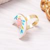 Simple Elegant Drip Oil Ring Round Heart Adjustable Ring Zinc Zinc Alloy Flower Open Ring  Date Night