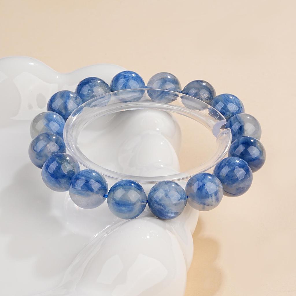 Mei Zhuo Double-Color Blue Mica Crystal Round Bead Bracelet