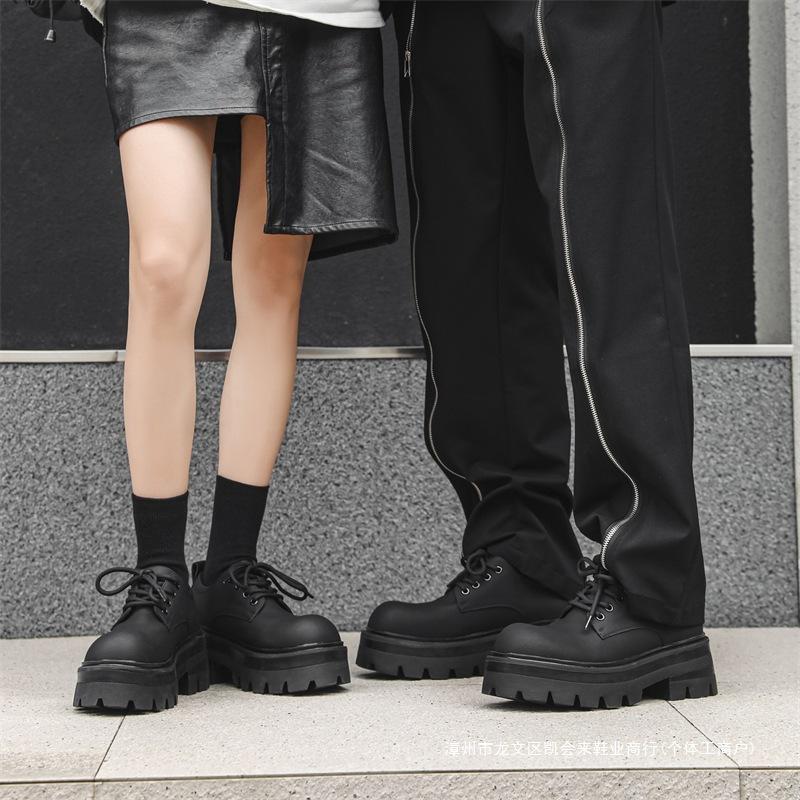 Big Head Derby Shoes for Men and Women, New Couple Leather Shoes, Thick Sole Heightening Men's Casual Leather Shoes