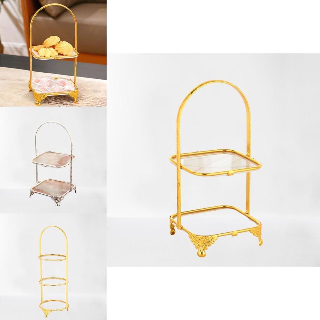 Multilayer Food Tray Organizer With Gold Finish For Home And Gift Use