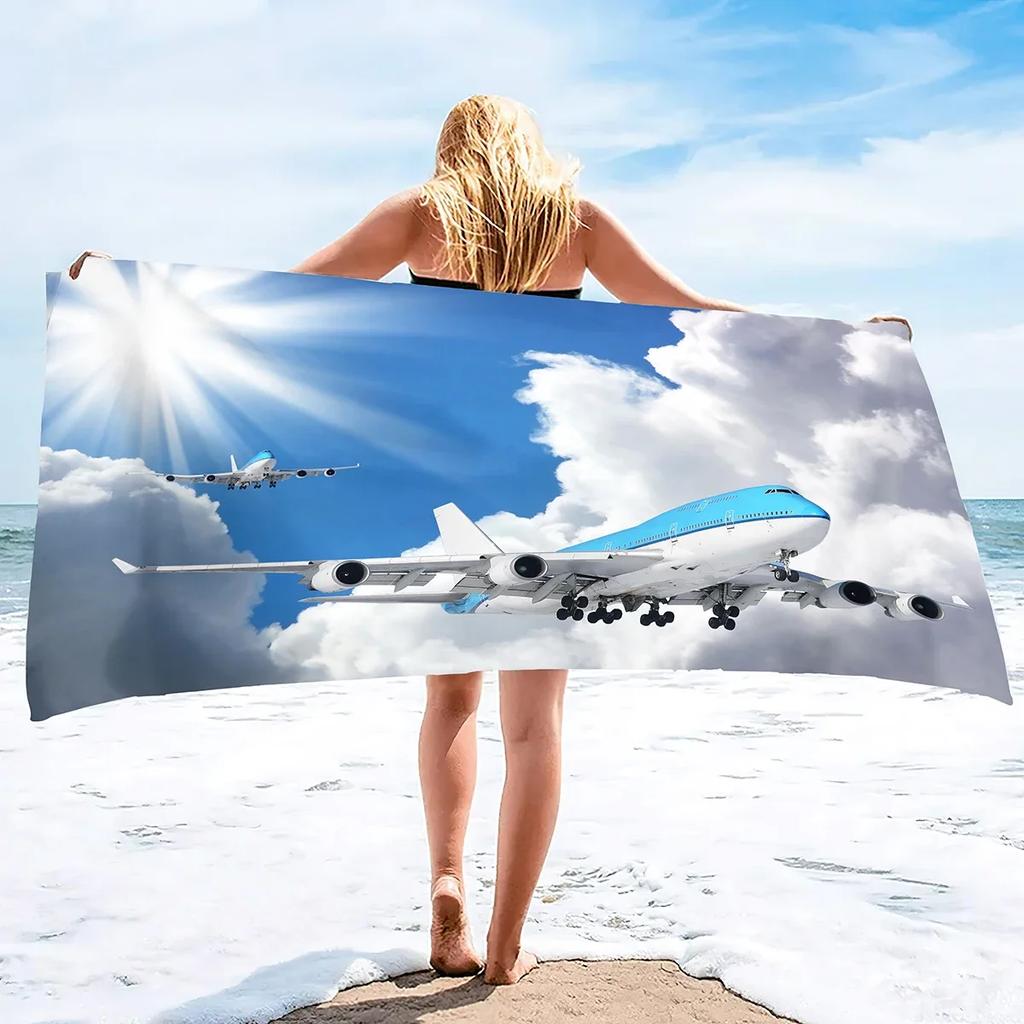 Aereo Stampato Leggero Sottile Asciugamano da Spiaggia Sovradimensionato Extra Large Asciugamani Senza Sabbia Asciugatura Rapida Viaggio Campeggio Accessori da Spiaggia