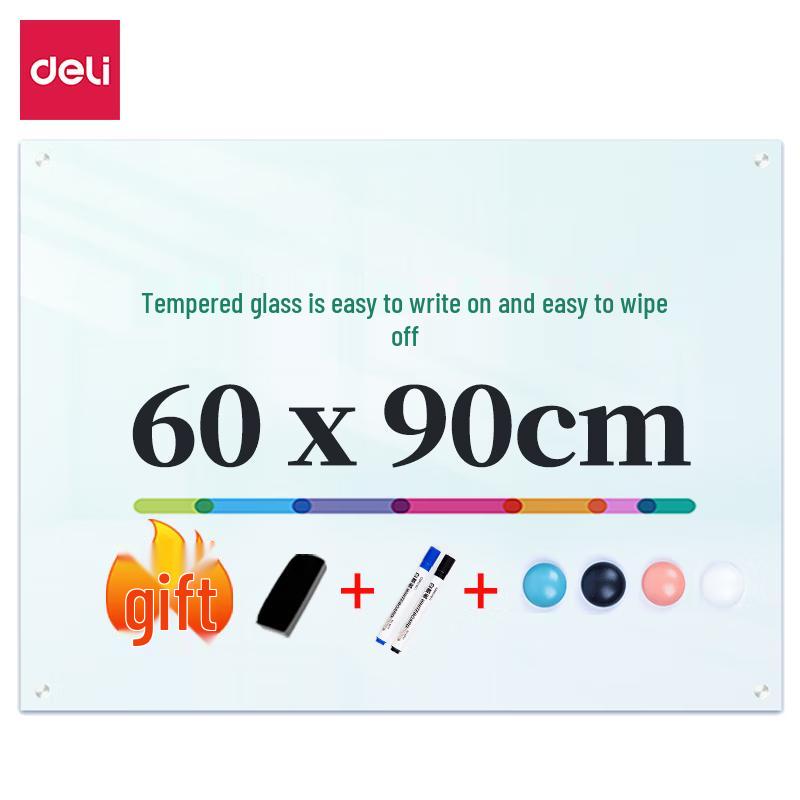 Deli 8735B Magnetic Tempered Glass Whiteboard