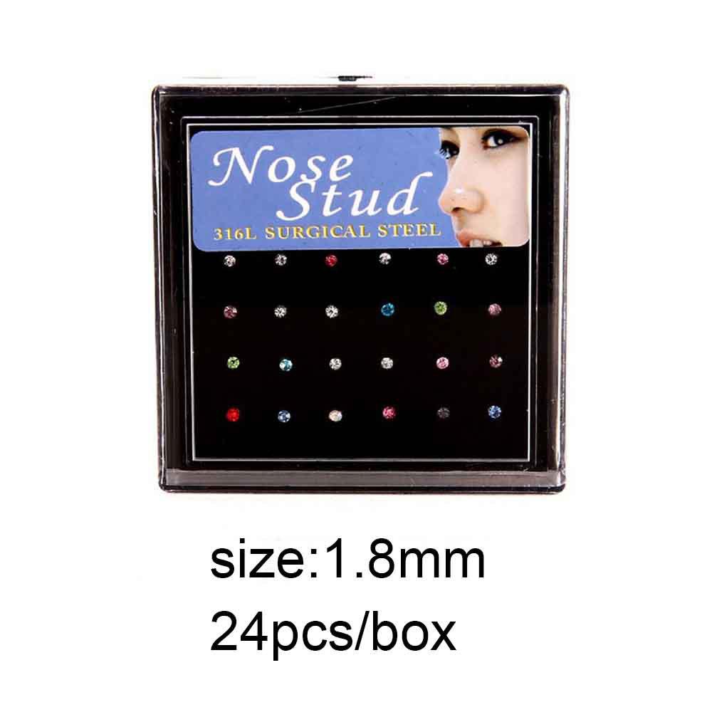 Stainless Steel Boxed Nose Studs and Rings: 60/40 Pieces, 1.5-3.0mm, Straight & L-Shaped Bar