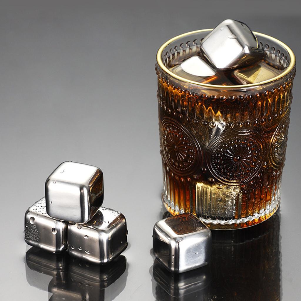 12Pcs 304Stainless Steel Ice Cube Set with Tongs Drinking Chilling Stone Metal Ice Chilling Ice Suitable for Cooling