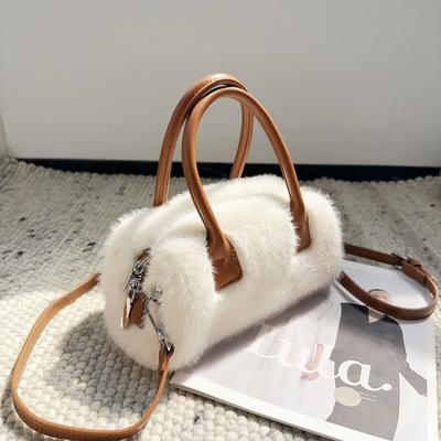 Winter Kunstpelz Damen Box Kleine Tragetasche Umhängetaschen Luxus Design Weicher Plüsch Damen Griff Schultertasche Pelzig Flauschige Handtaschen