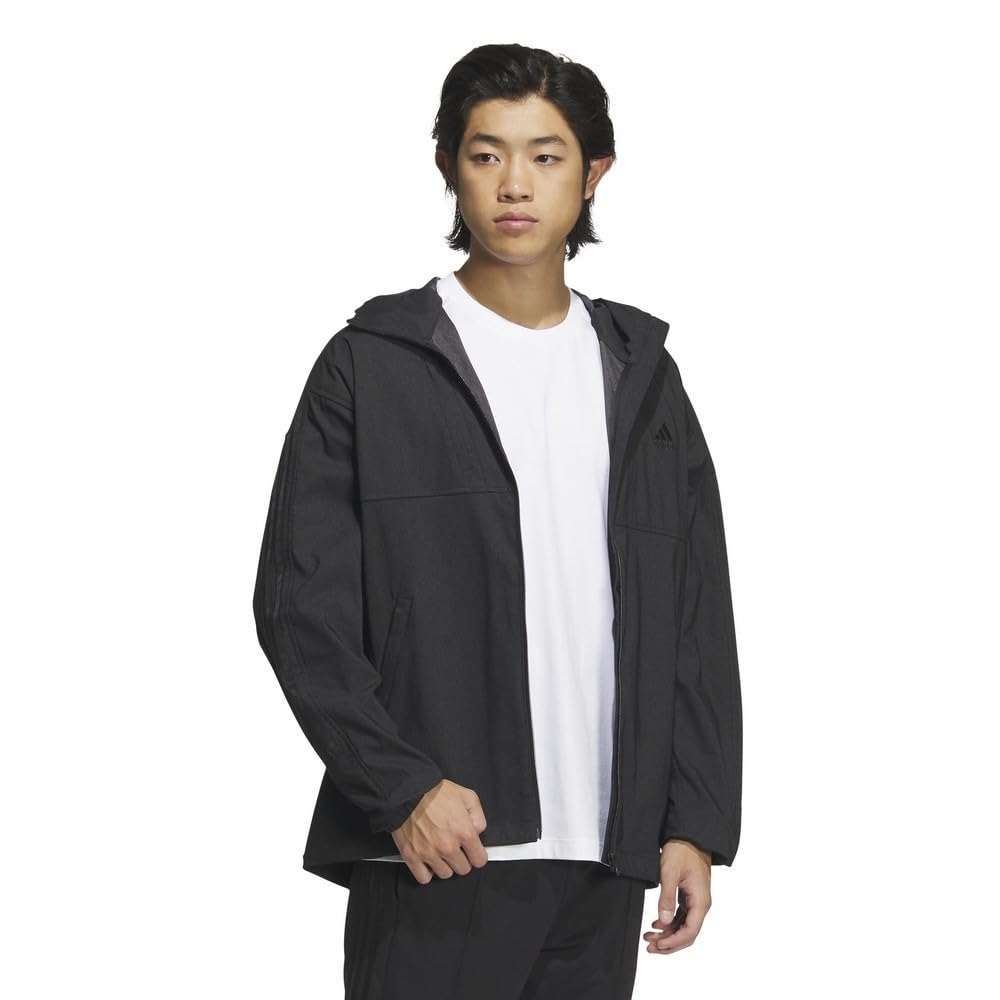 Adidas Denim-Look Reguläre Passform Stretch Gewebtes Kapuzen-Trainingsoberteil Schwarz Größe S Herren BXF22/JSY31 (IS5137)