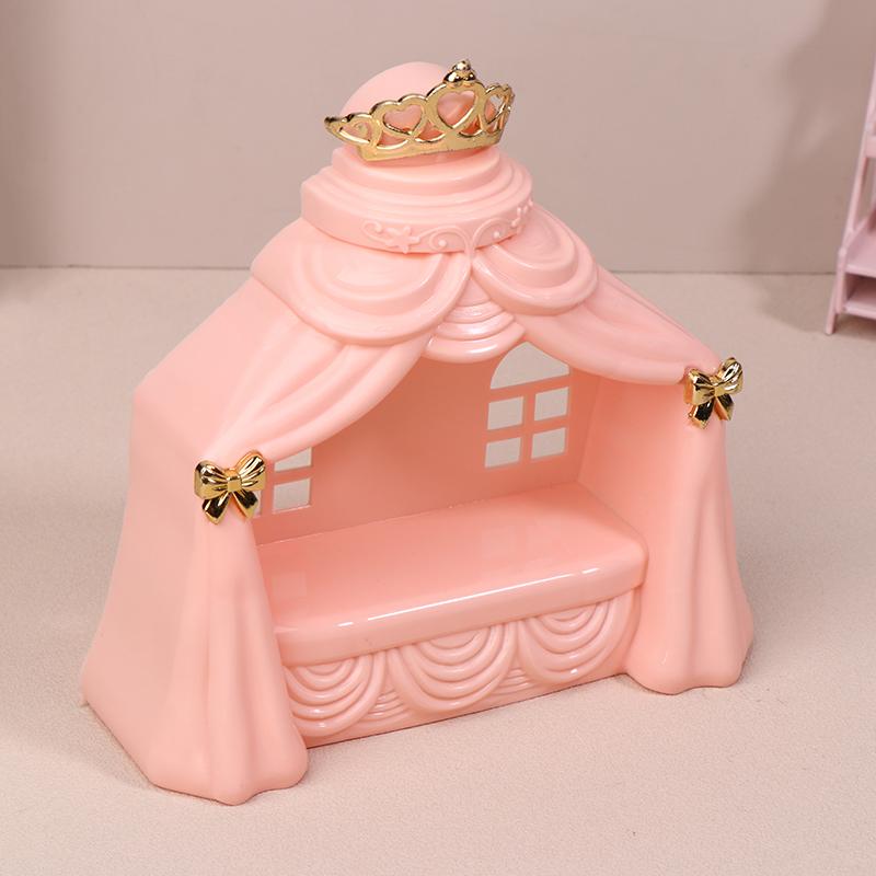 1/12 Dollhouse Mini Princess Bed Model Dollhouse Bedroom Furniture Decoration Dolls House Accessories Pretend Play Toys