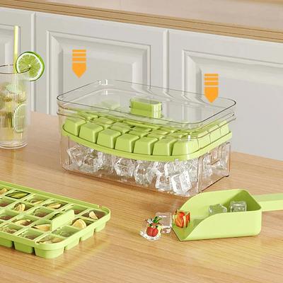 28/56 Gitter Eiswürfelform Presse zum Entfernen von Eis DIY langlebige Silikon Eiswürfelform mit Deckel Schaufel Aufbewahrungsbox Gefrorene Form