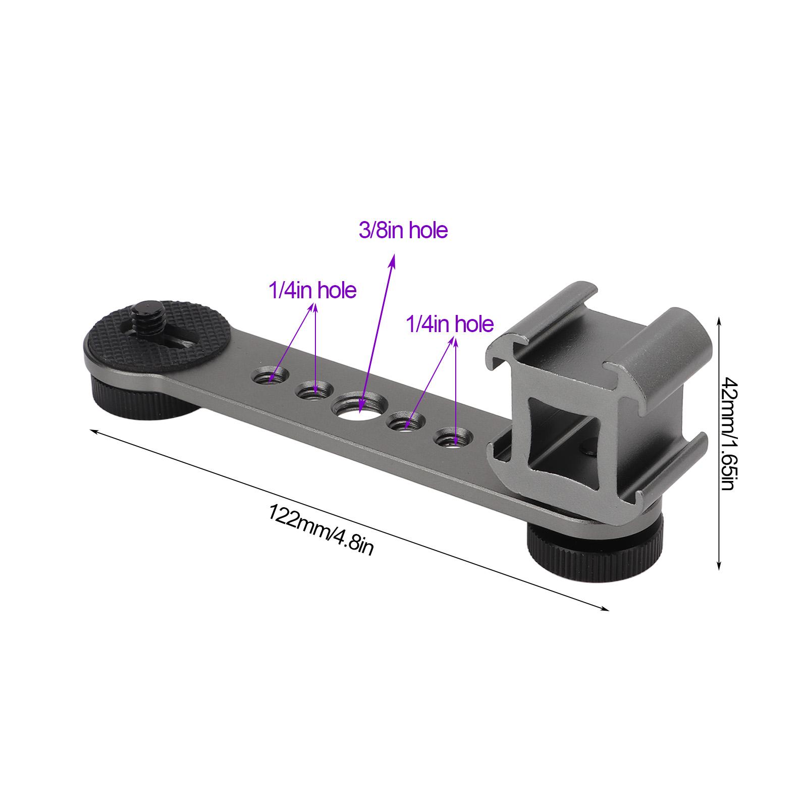 Triple Cold Shoe Extension Bracket Aluminium Alloy Microphone Stand Mount Adapter for Tripod Monopod Stabilizer
