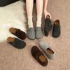 Ugly and cute retro woolen shoes increase in height, lazy bag head one-word buckle, women's casual thick bottom half drag