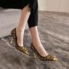 Leopard Print High Heels Women's Shoes Square Toe Stilito Ladies Pumps Quick Delivery 2025 Trend 39 Wholesale With Discount Shoe