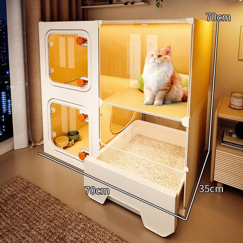 Hochsicht-Katzenkäfig All-in-One Katzenklo-System Indoor Einraum-Ein-Wohnzimmer-Aufbau Katzenwelpenhaus Heimtier-Wohnsitz-Lösung