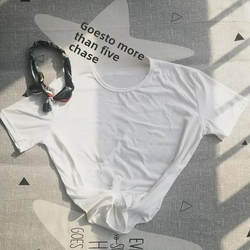 2025 Summer Women's Casual Short-Sleeve T-Shirt with High Heels Print, European Large Size