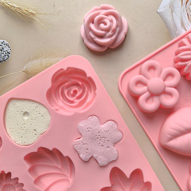 9 Cavity Flower Shaped Candy Chocolate Cookies Silicone Mold Kitchen Handmade Baking Tool